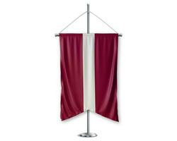 Latvia up pennants 3D flags on pole stand support pedestal realistic set and white background. - Image photo