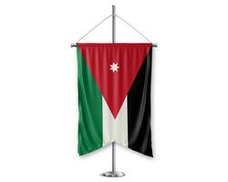 Jordan up pennants 3D flags on pole stand support pedestal realistic set and white background. - Image photo