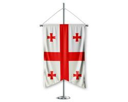 Georgia up pennants 3D flags on pole stand support pedestal realistic set and white background. - Image photo