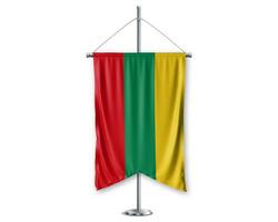 Lithuania up pennants 3D flags on pole stand support pedestal realistic set and white background. - Image photo