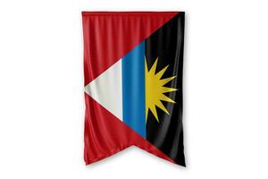 Antigua-and-Barduda flag and white background. - Image. photo