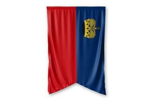 Liechtenstein flag and white background. - Image. photo