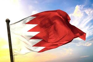 Bahrain 3D rendering flag waving isolated sky and cloud background photo