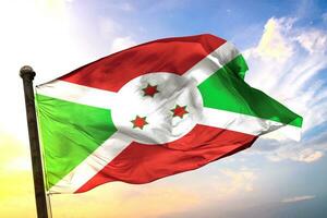 Burundi 3D rendering flag waving isolated sky and cloud background photo