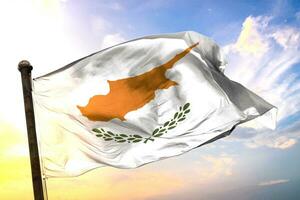 Cyprus 3D rendering flag waving isolated sky and cloud background photo