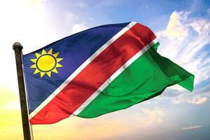 Namibia 3D rendering flag waving isolated sky and cloud background photo