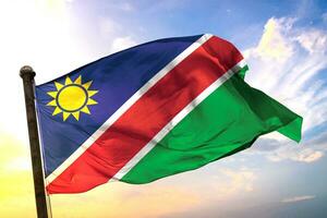 Namibia 3d representación bandera ondulación aislado cielo y nube antecedentes foto