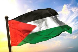 Palestina 3d representación bandera ondulación aislado cielo y nube antecedentes foto