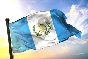 Guatemala 3D rendering flag waving isolated sky and cloud background photo