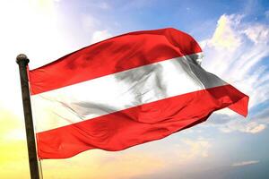 Austria  3D rendering flag waving isolated sky and cloud background photo