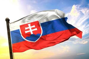 File Slovakia 3D rendering flag waving isolated sky and cloud background photo