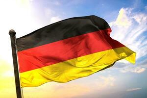 Germany 3D rendering flag waving isolated sky and cloud background photo