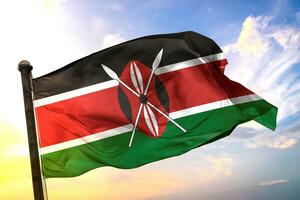 Kenya 3D rendering flag waving isolated sky and cloud background photo