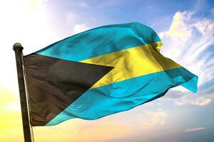 Bahamas  3D rendering flag waving isolated sky and cloud background photo