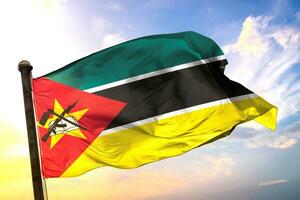 Mozambique 3D rendering flag waving isolated sky and cloud background photo