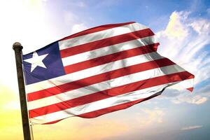 Liberia 3D rendering flag waving isolated sky and cloud background photo