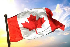 archivo Canadá 3d representación bandera ondulación aislado cielo y nube antecedentes foto