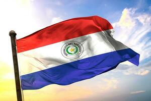 Paraguay 3D rendering flag waving isolated sky and cloud background photo