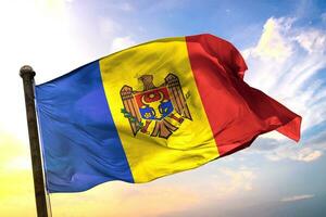 Moldova 3D rendering flag waving isolated sky and cloud background photo
