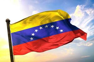 Venezuela 3D rendering flag waving isolated sky and cloud background photo