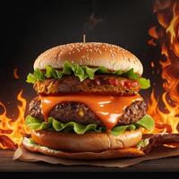 Free the best hot spicy burger photography images will satisfy your cravings, Generative AI photo