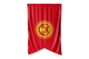 Kyrgyzstan flag and white background. - Image. photo