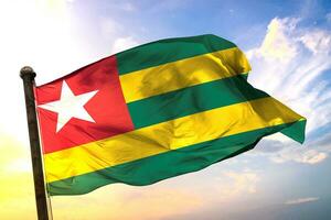 Togo 3D rendering flag waving isolated sky and cloud background photo