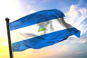 Nicaragua 3D rendering flag waving isolated sky and cloud background photo