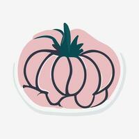 Pumpkin sticker. Vector illustration in flat style. Vegetarian food