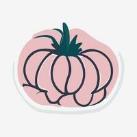 Pumpkin sticker. Illustration in flat style. Vegetarian food photo