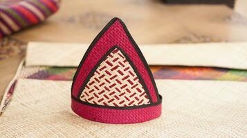 Handicrafts made from pandanus can be in the form of bags, mats and hats. This craft is a typical souvenir of the island of Bawean, East Java photo