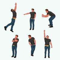 man set different poses vector