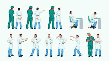 doctors set colored vector