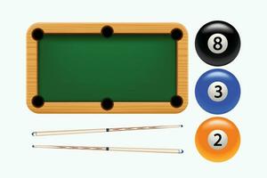 billiard set on white vector