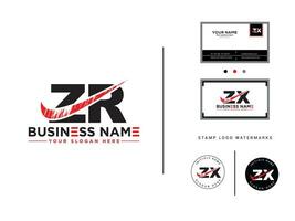 Initial Zr Logo Icon, Hand Drawn ZR Brush Letter Logo Business Card vector
