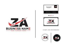 Initial Za Logo Icon, Hand Drawn ZA Brush Letter Logo Business Card vector