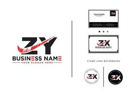 Initial Zy Logo Icon, Hand Drawn ZY Brush Letter Logo Business Card vector