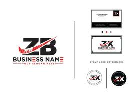 Initial Zb Logo Icon, Hand Drawn ZB Brush Letter Logo Business Card vector