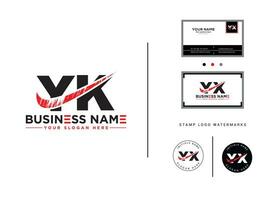 Yk Brush Letter Logo, Alphabet YK Logo Icon With Business Card vector