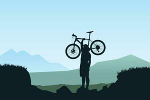 bicycle rider carry bicycle vector