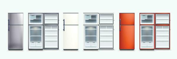 fridges set open and closed vector