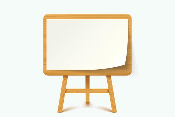 wooden flipchart with paper