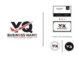 Yq Brush Letter Logo, Alphabet YQ Logo Icon With Business Card vector