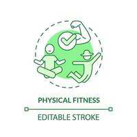 Physical fitness green concept icon. Manual labor. Body strength. Farm work. Healthy lifestyle. Well being. Round shape line illustration. Abstract idea. Graphic design. Easy to use vector