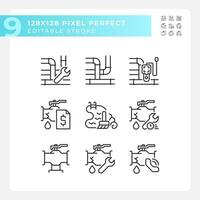 2D pixel perfect black icons set representing plumbing, editable thin line illustration. vector