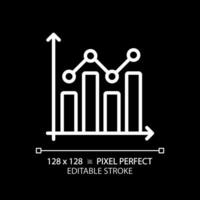 Combo chart white linear icon for dark theme. Sales performance. Economic report. Project progress. Data analytics. Thin line illustration. Isolated symbol for night mode. Editable stroke vector