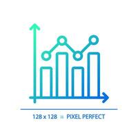 Combo chart gradient linear vector icon. Sales performance. Economic report. Project progress. Data analytics. Thin line color symbol. Modern style pictogram. Vector isolated outline drawing