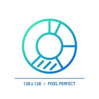 Donut chart gradient linear vector icon. Competitor analysis. Customer segmentation. Presentation graphic. Thin line color symbol. Modern style pictogram. Vector isolated outline drawing