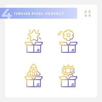 Pixel perfect icons set representing product management, gradient thin line illustration. vector