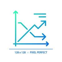 Line chart gradient linear vector icon. Financial data. Market trend. Sales report. Company results. Data presentation. Thin line color symbol. Modern style pictogram. Vector isolated outline drawing
